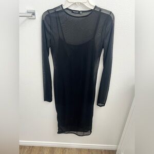 NASTY GAL MESH OVERLAY MIDI DRESS